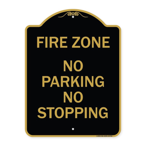 Signmission Designer Series Sign-No Parking No Stopping, Black & Gold Aluminum Sign, 18" x 24", BG-1824-23703 A-DES-BG-1824-23703 - main